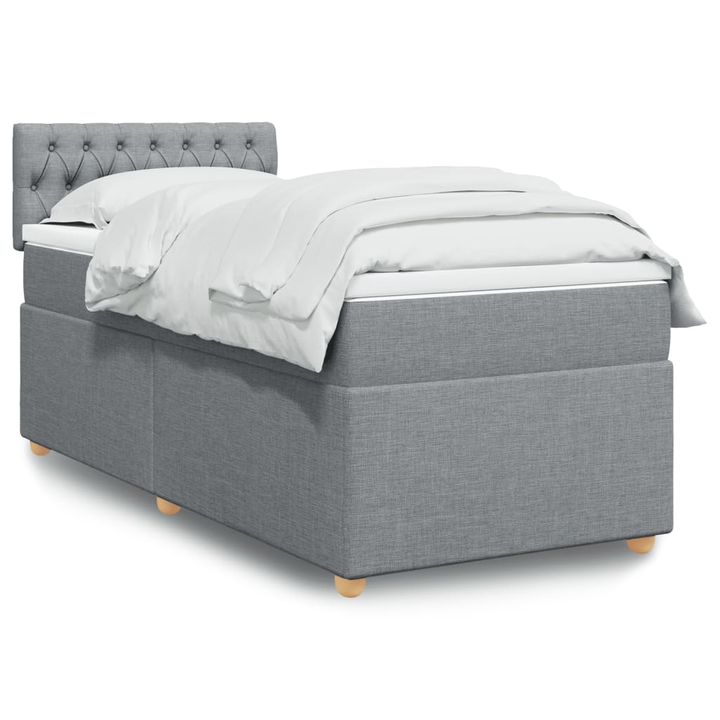 Boxspring met matras stof lichtgrijs 90x200 cm is nu te koop bij PeponiXL, paradijselijk wonen!