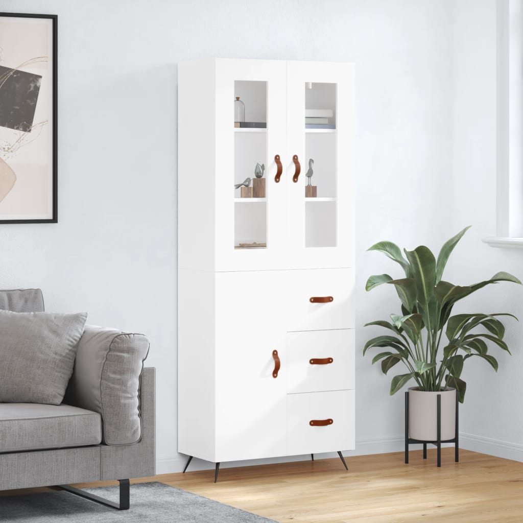 Hoge kast 69,5x34x180 cm bewerkt hout wit is nu te koop bij PeponiXL, paradijselijk wonen!