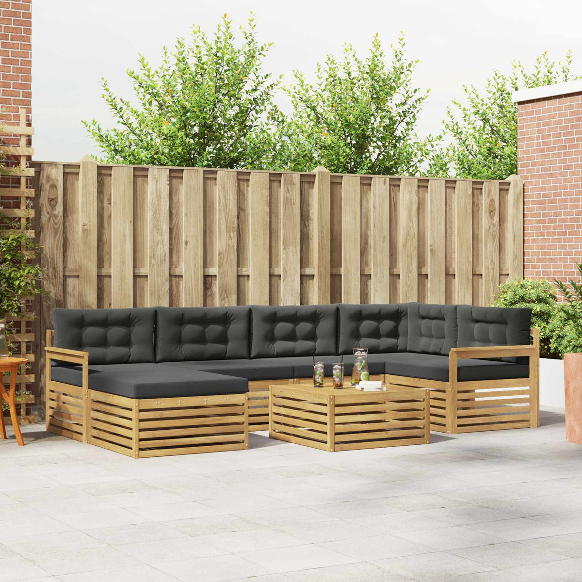 Buiten bankenset met kussen 7 pcs Wit en antracietkleurig is nu te koop bij PeponiXL, paradijselijk wonen!
