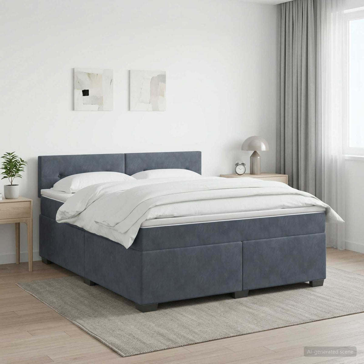 Boxspringbed met matras Donkergrijs 140 x 200 cm Fluweel is nu te koop bij PeponiXL, paradijselijk wonen!