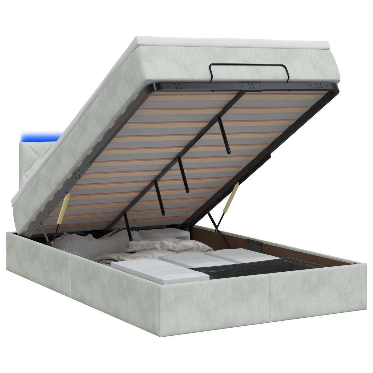 Ottoman Bed met Matrassen en LED Lichtgrijs 120 x 200 cm is nu te koop bij PeponiXL, paradijselijk wonen!