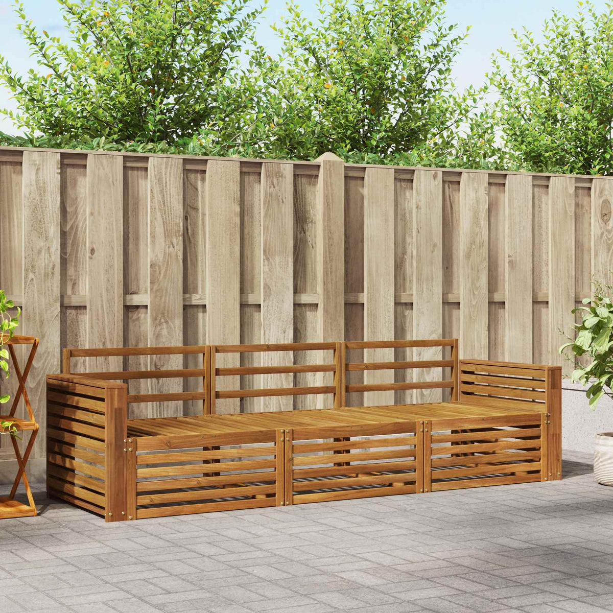 Buiten bankenset 3 pcs Naturel Massief Acaciahout is nu te koop bij PeponiXL, paradijselijk wonen!