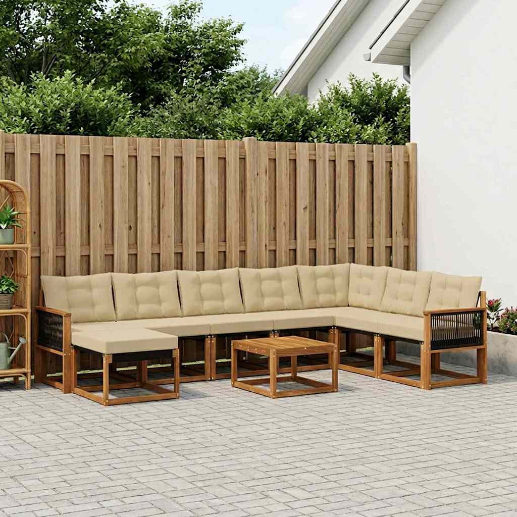 Buiten bankenset met kussen 9 pcs Natuurlijk en Beige is nu te koop bij PeponiXL, paradijselijk wonen!