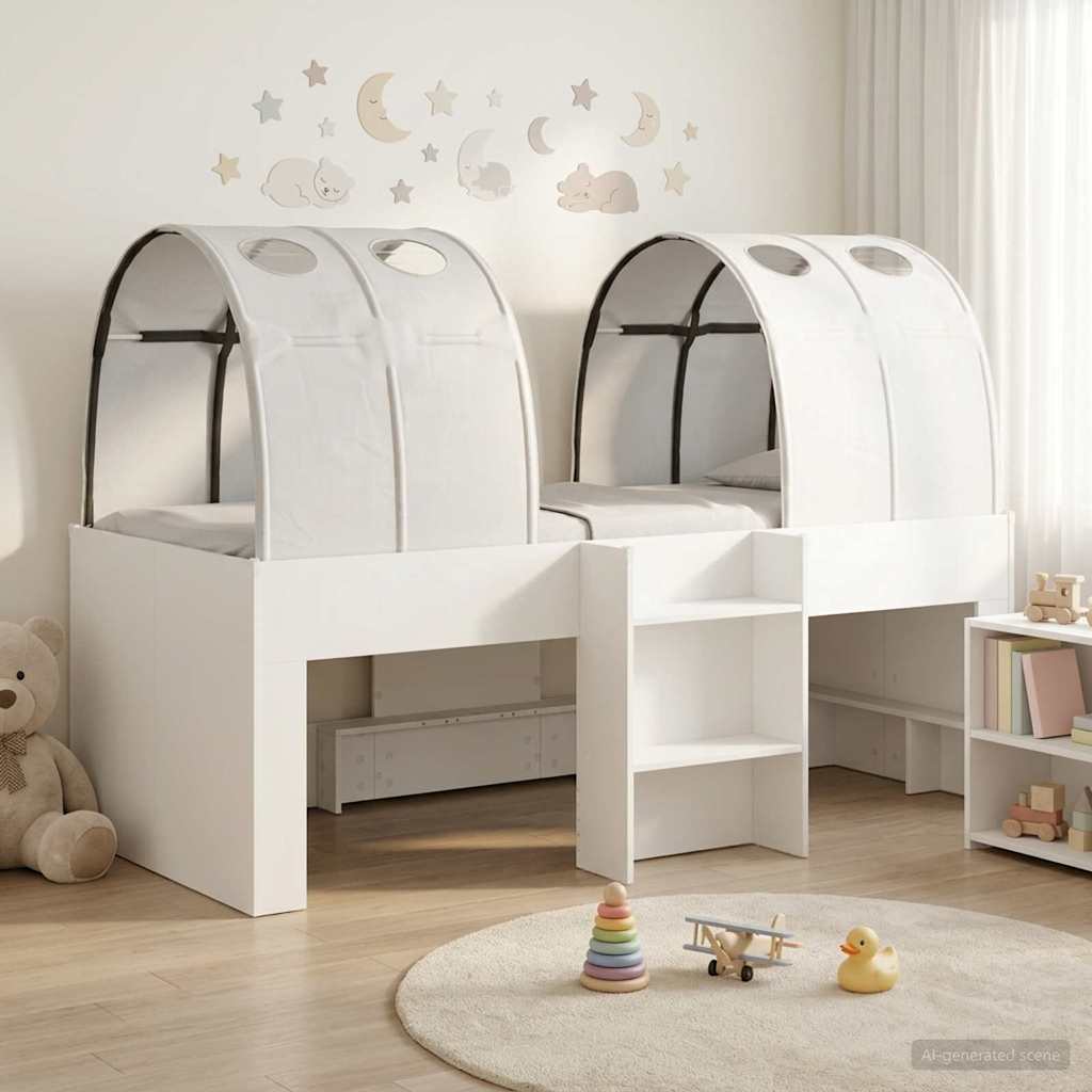 Bed met Tunnel 3 st Wit Bewerkt hout is nu te koop bij PeponiXL, paradijselijk wonen!