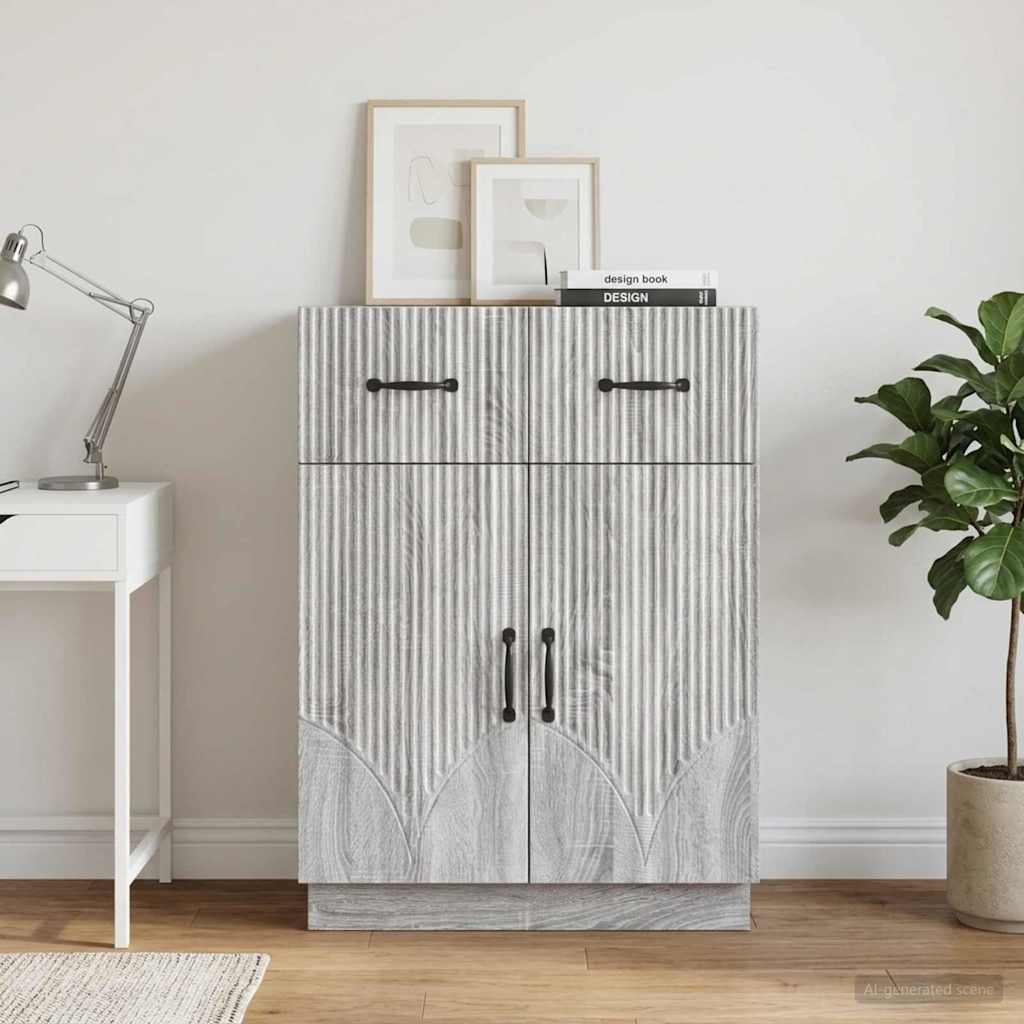 Dressoir met lade Grijs sonoma 66 x 34,5 x 87 cm Bewerkt hout is nu te koop bij PeponiXL, paradijselijk wonen!