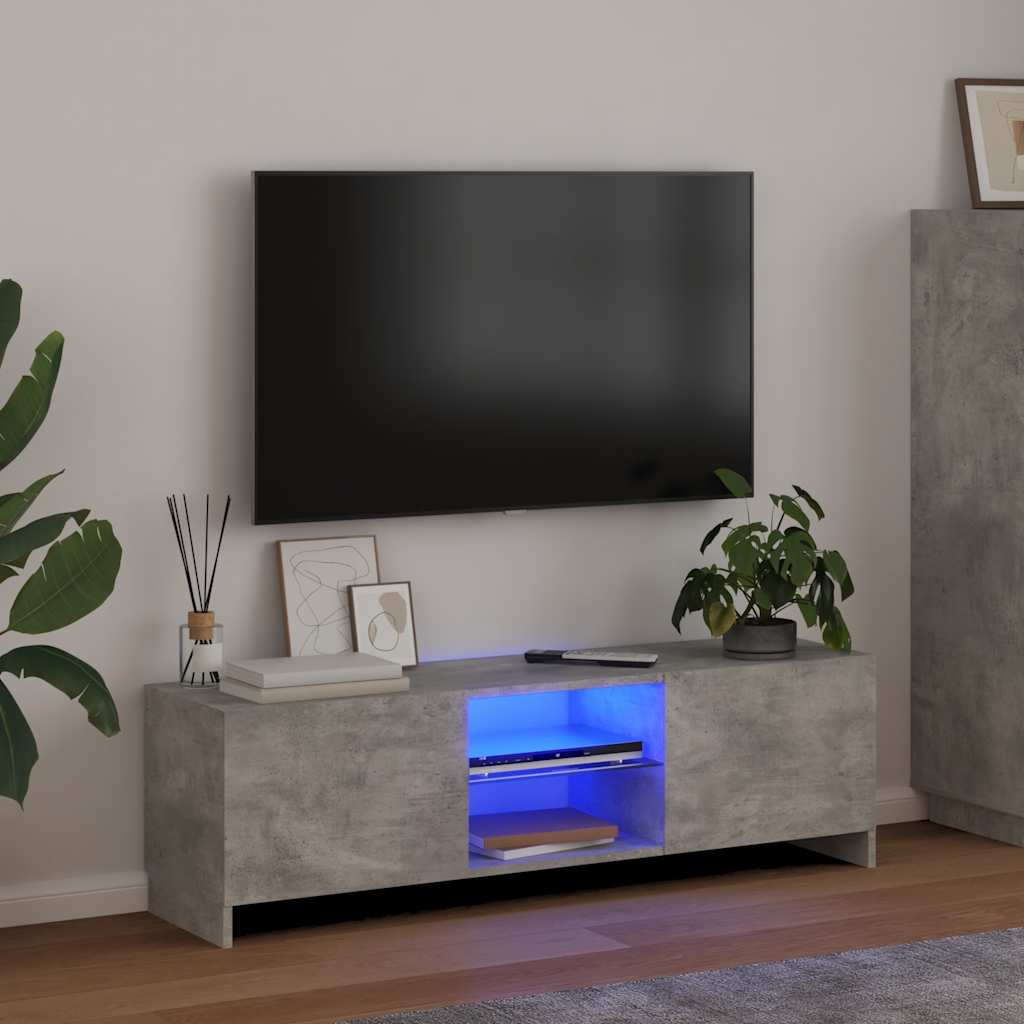 Tv-meubel met LED-verlichting 120x30x36 cm betongrijs is nu te koop bij PeponiXL, paradijselijk wonen!