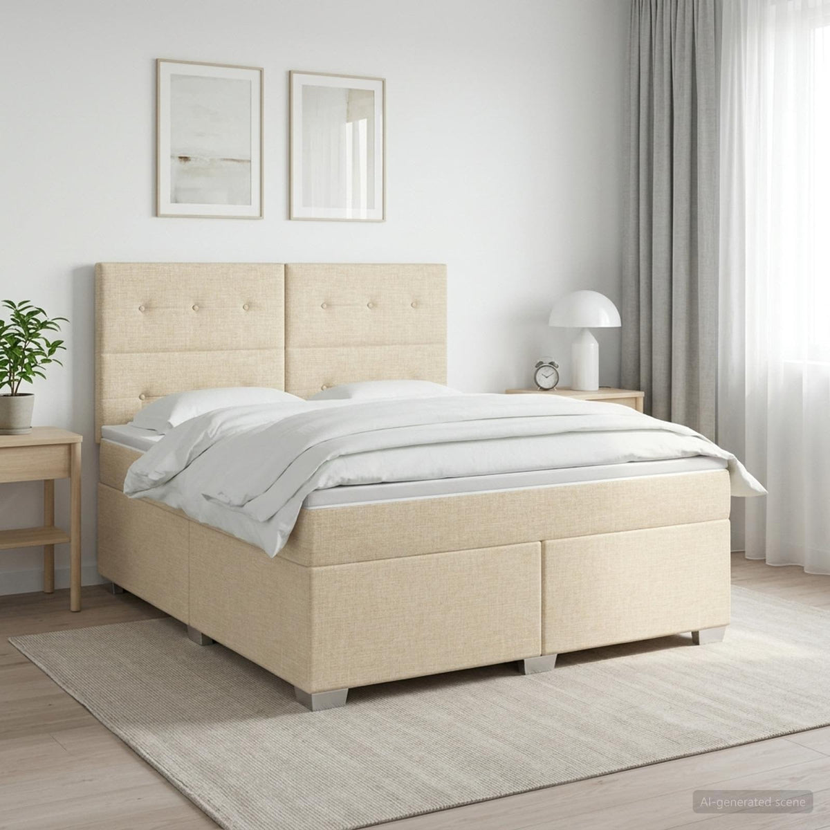 Boxspringbed met matras Crèmekleurig 180 x 200 cm Stof is nu te koop bij PeponiXL, paradijselijk wonen!