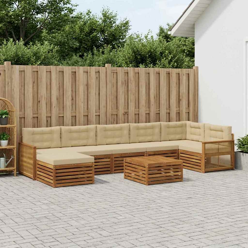 Buiten bankenset met kussen 8 pcs Natuurlijk en Beige is nu te koop bij PeponiXL, paradijselijk wonen!