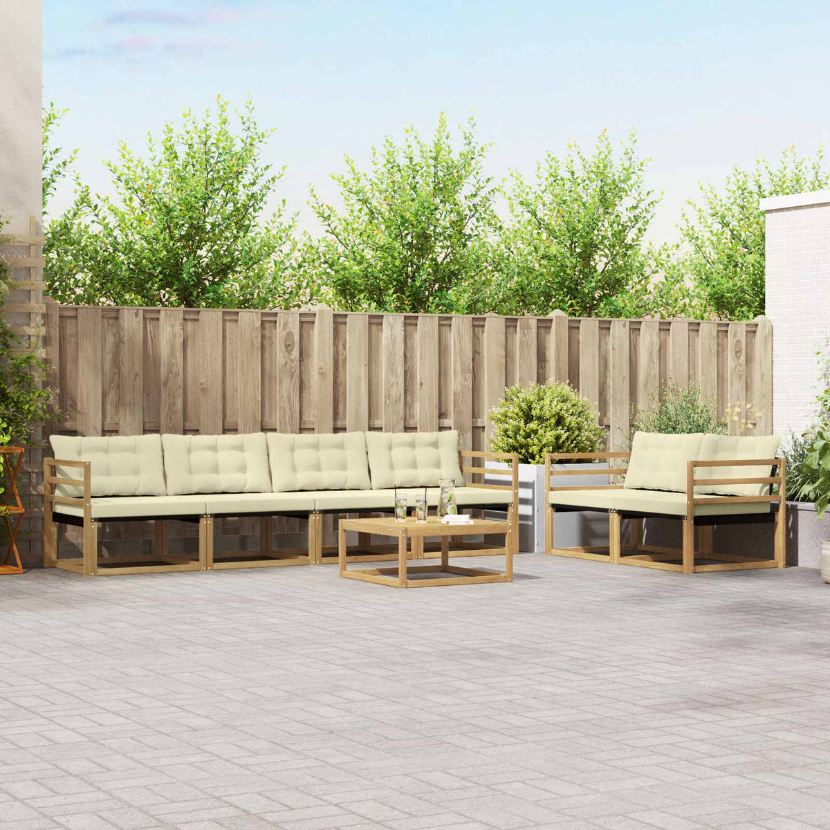Buiten bankenset 7 pcs Wit en crèmekleurig 79 x 79 x 37 cm is nu te koop bij PeponiXL, paradijselijk wonen!