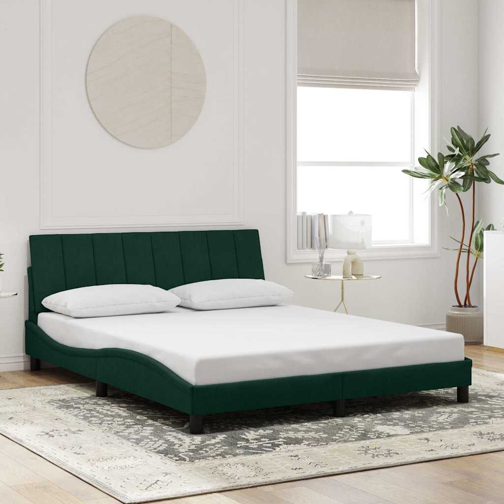 Bedframe zonder matras "Hanko" 160x200 cm fluweel donkergroen is nu te koop bij PeponiXL, paradijselijk wonen!