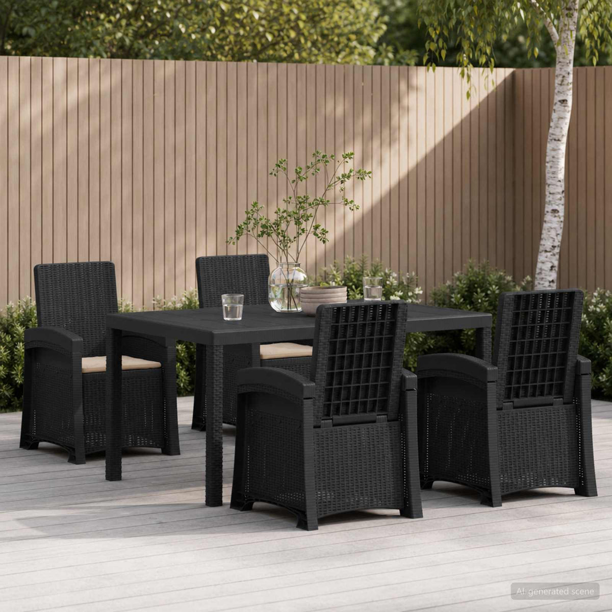 Tuin eettafelset 5 st Antracietkleurig en taupe PP is nu te koop bij PeponiXL, paradijselijk wonen!
