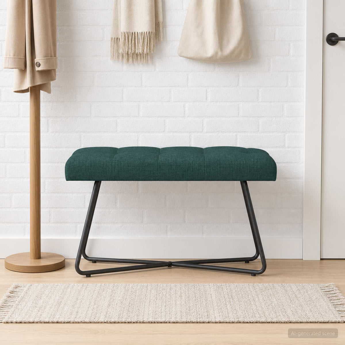 Bank met knoopverstelling Donkergroen 80 x 40 x 46 cm Stof is nu te koop bij PeponiXL, paradijselijk wonen!
