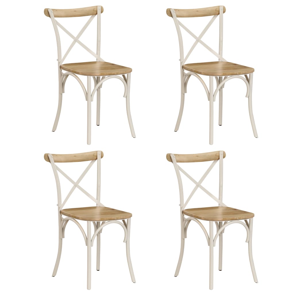 Kruisstoelen 4 st massief mangohout wit is nu te koop bij PeponiXL, paradijselijk wonen!