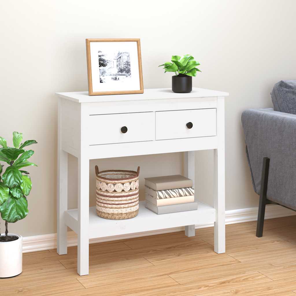 Wandtafel 75x35x75 cm massief grenenhout wit is nu te koop bij PeponiXL, paradijselijk wonen!