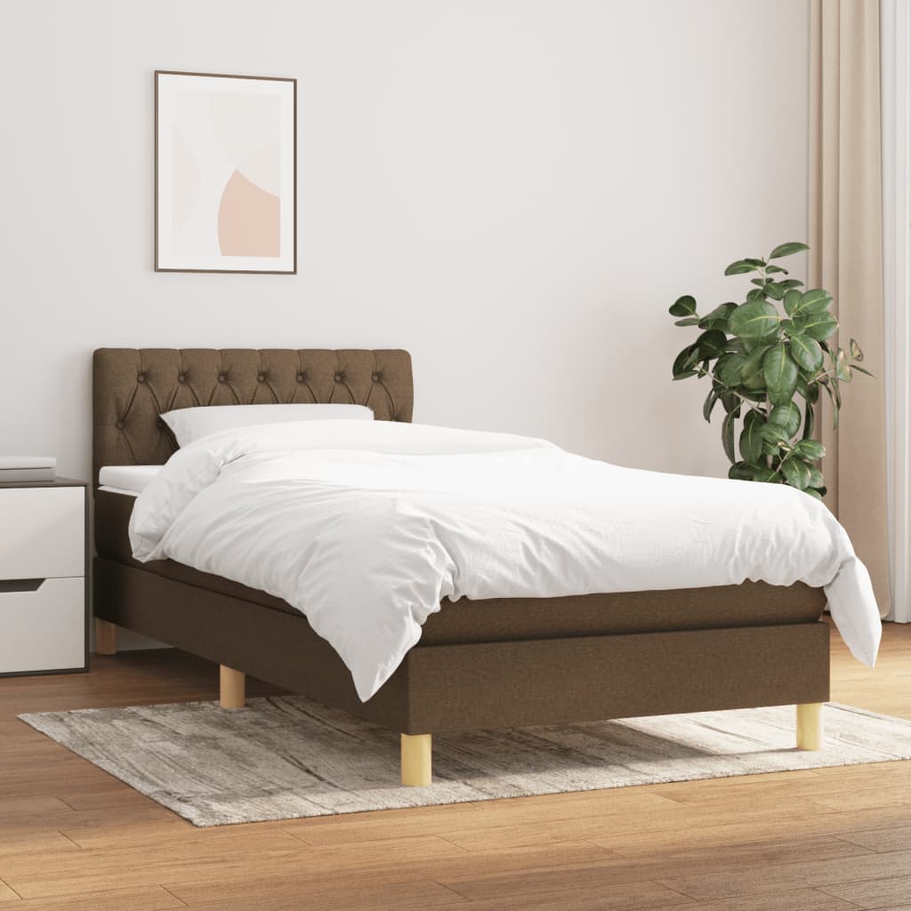 Boxspring met matras stof donkerbruin 90x190 cm is nu te koop bij PeponiXL, paradijselijk wonen!