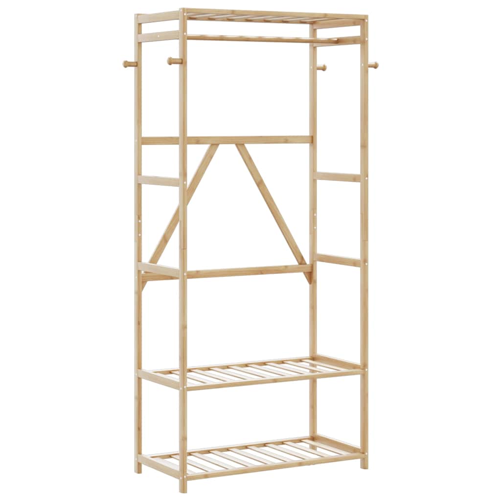Kledingrek met schappen 80x40x175 cm bamboe is nu te koop bij PeponiXL, paradijselijk wonen!