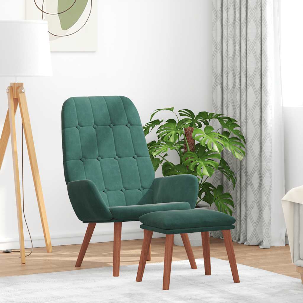 Relaxstoel met voetenbank fluweel donkergroen is nu te koop bij PeponiXL, paradijselijk wonen!