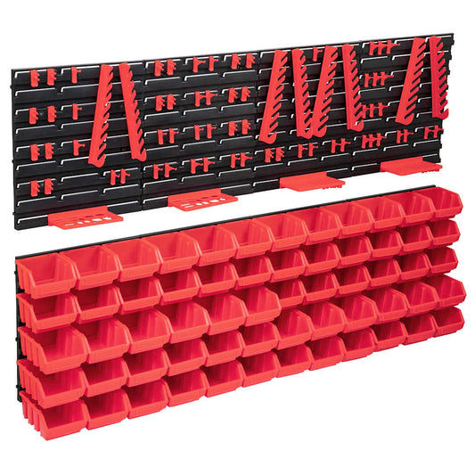 136 -delige Opslagbakkenset met wandpanelen rood en zwart is nu te koop bij PeponiXL, paradijselijk wonen!