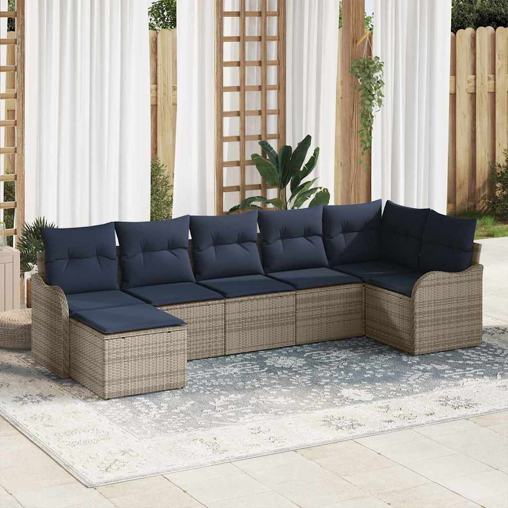 Tuin Sofa Set 7 st Grijs poly rattan is nu te koop bij PeponiXL, paradijselijk wonen!