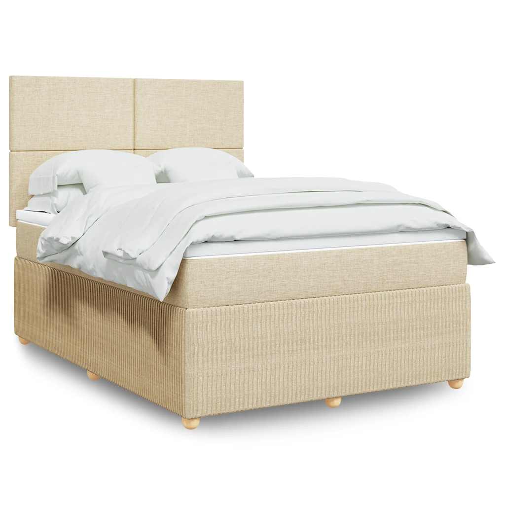 Boxspring met matras stof crèmekleurig 140x200 cm is nu te koop bij PeponiXL, paradijselijk wonen!