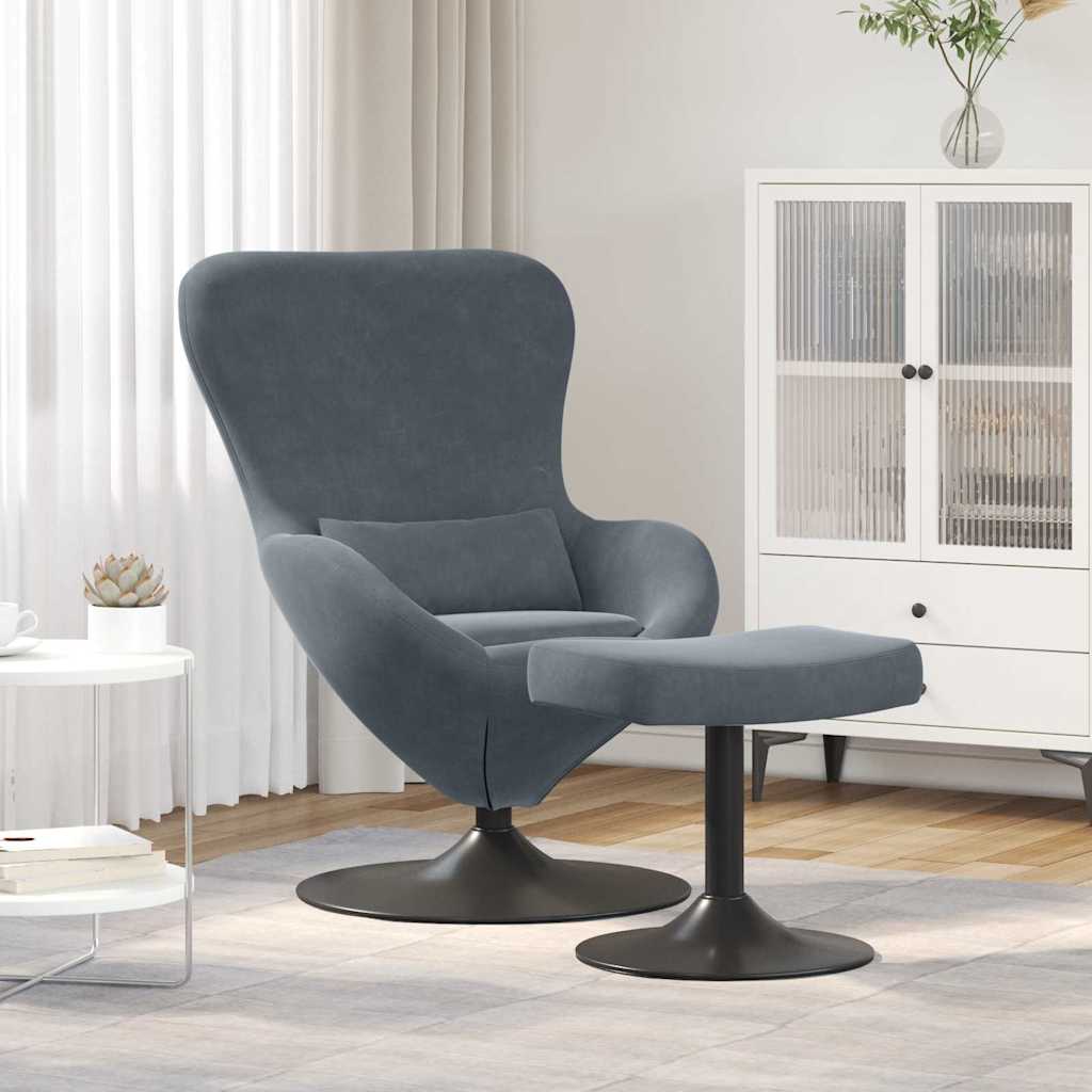 Egg Chair met Voetsteun Donkergrijs Fluweel is nu te koop bij PeponiXL, paradijselijk wonen!