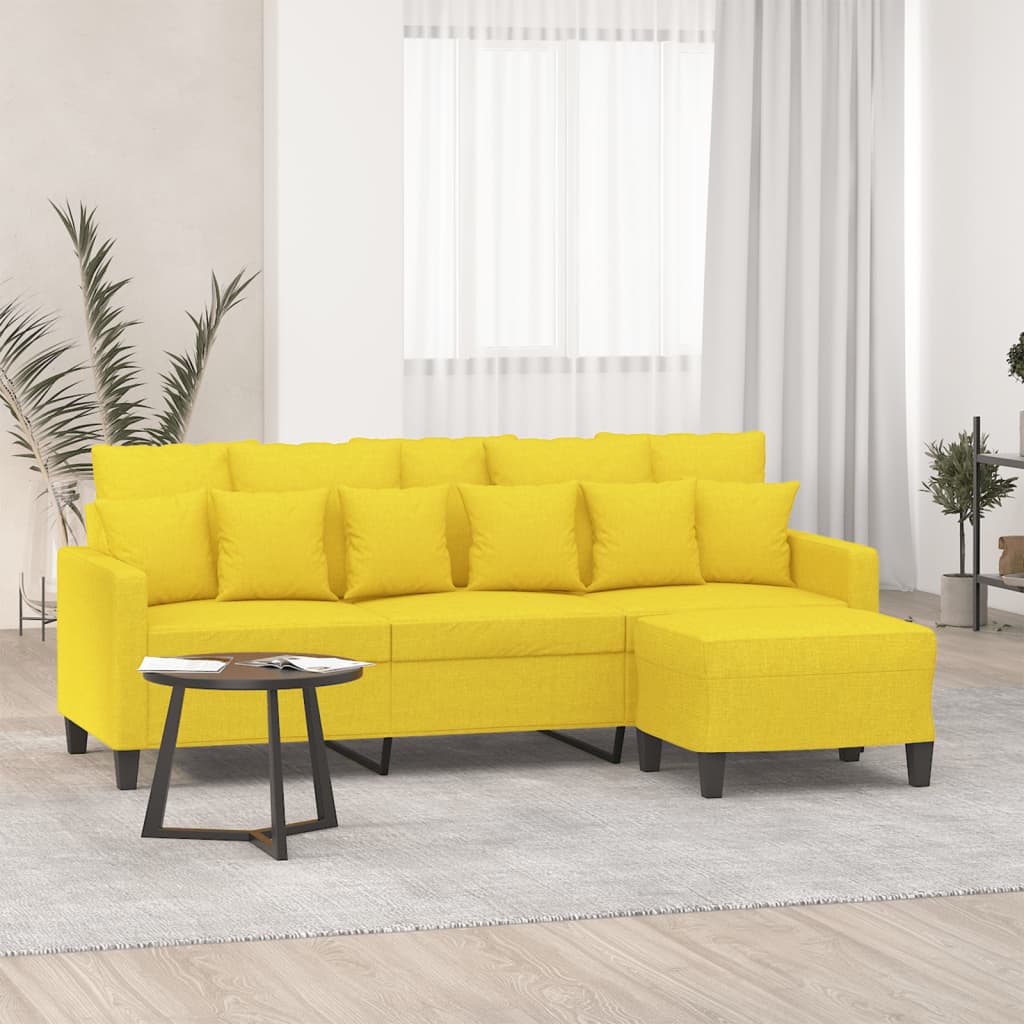 Driezitsbank met voetenbank 180 cm stof lichtgeel is nu te koop bij PeponiXL, paradijselijk wonen!