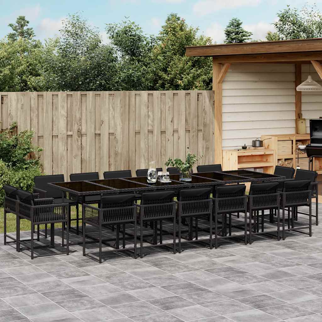 17-delige Tuinset met kussens poly rattan zwart is nu te koop bij PeponiXL, paradijselijk wonen!