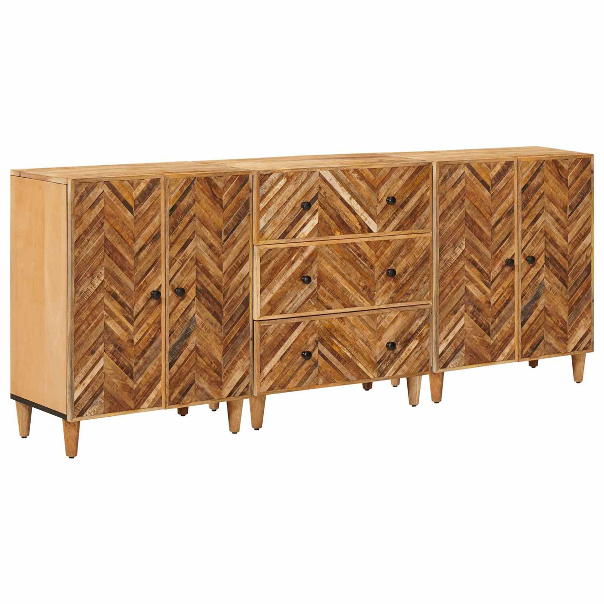 Opslagkasten 3 pcs Bruin 60 x 33,5 x 75 cm Massief Mango Hout is nu te koop bij PeponiXL, paradijselijk wonen!