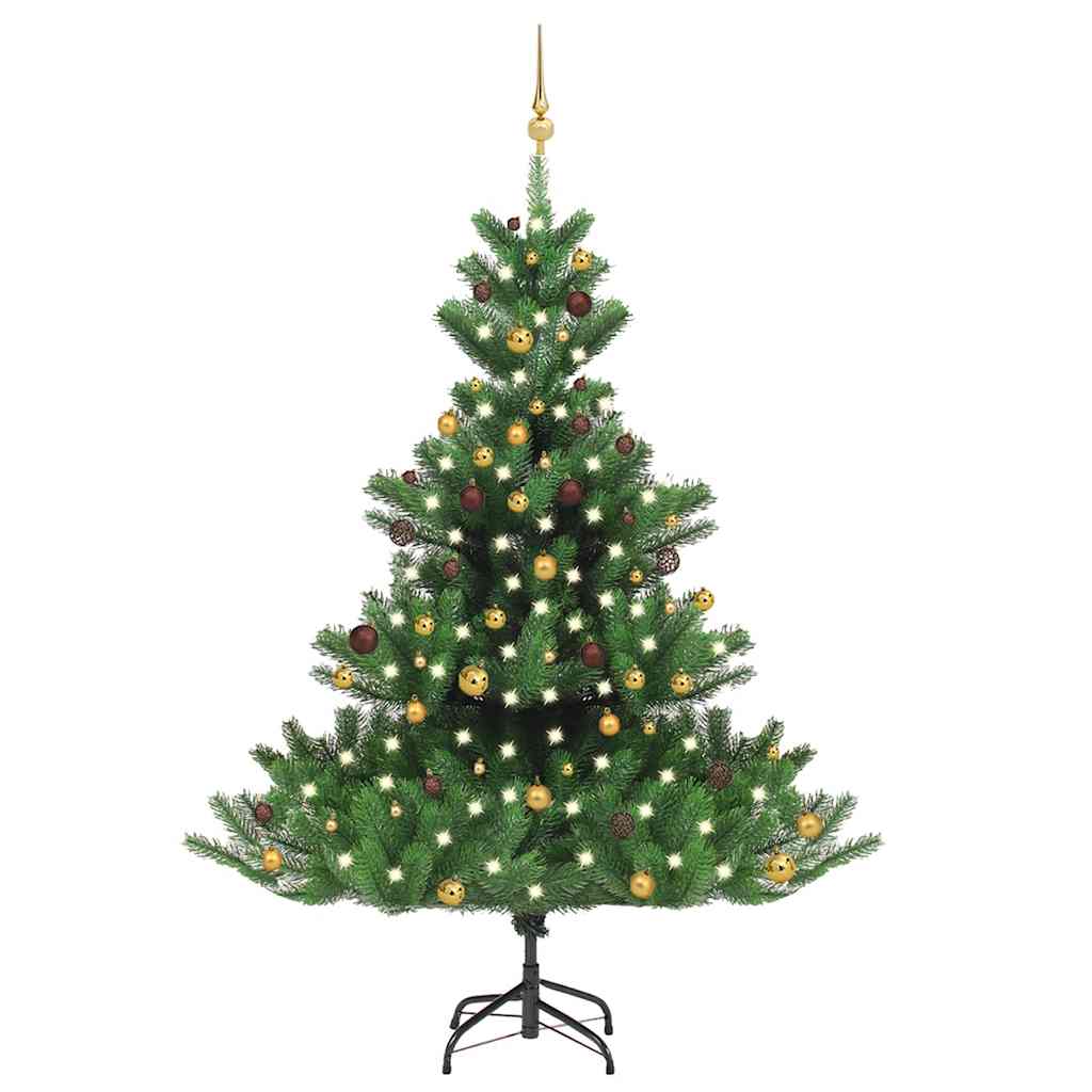 Kunstkerstboom Nordmann met LED's en kerstballen 210 cm groen is nu te koop bij PeponiXL, paradijselijk wonen!