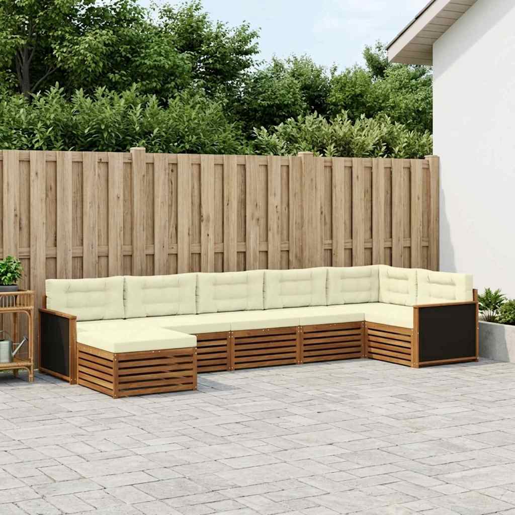 Buiten bankenset met kussen 7 pcs Natuurlijk en Crème is nu te koop bij PeponiXL, paradijselijk wonen!