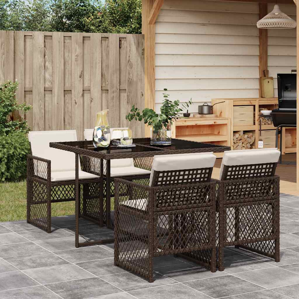 5-delige Tuinset met kussens poly rattan bruin is nu te koop bij PeponiXL, paradijselijk wonen!