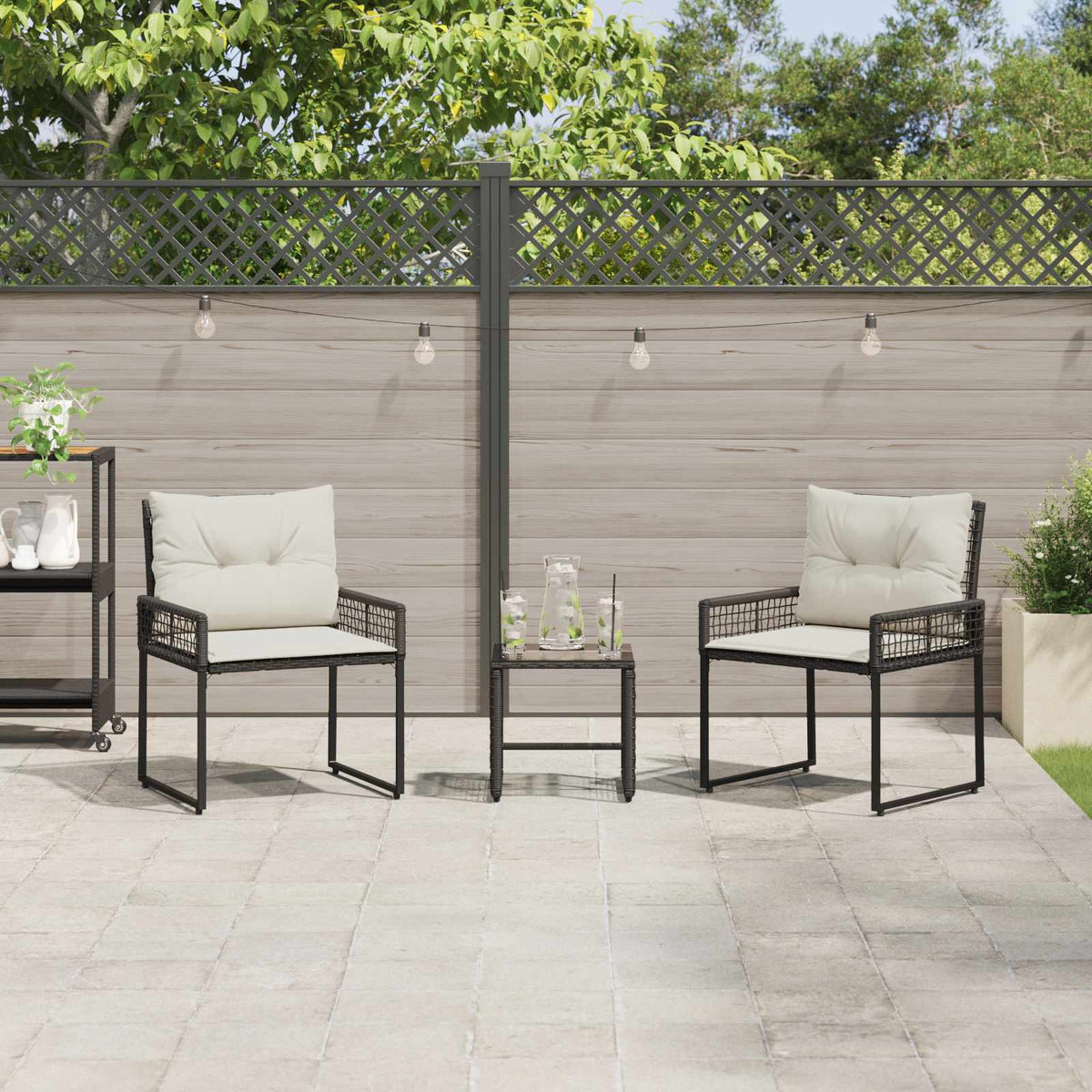 Buitenmeubelset met kussen 3 pcs Zwart en Wit is nu te koop bij PeponiXL, paradijselijk wonen!
