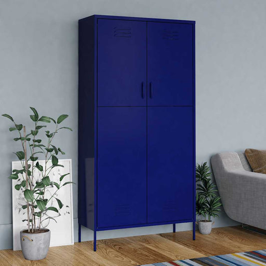 Kledingkast 90x50x180 cm staal marineblauw is nu te koop bij PeponiXL, paradijselijk wonen!