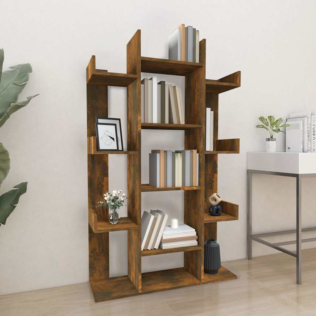Boekenkast 86x25,5x140 cm bewerkt hout gerookt eikenkleurig is nu te koop bij PeponiXL, paradijselijk wonen!