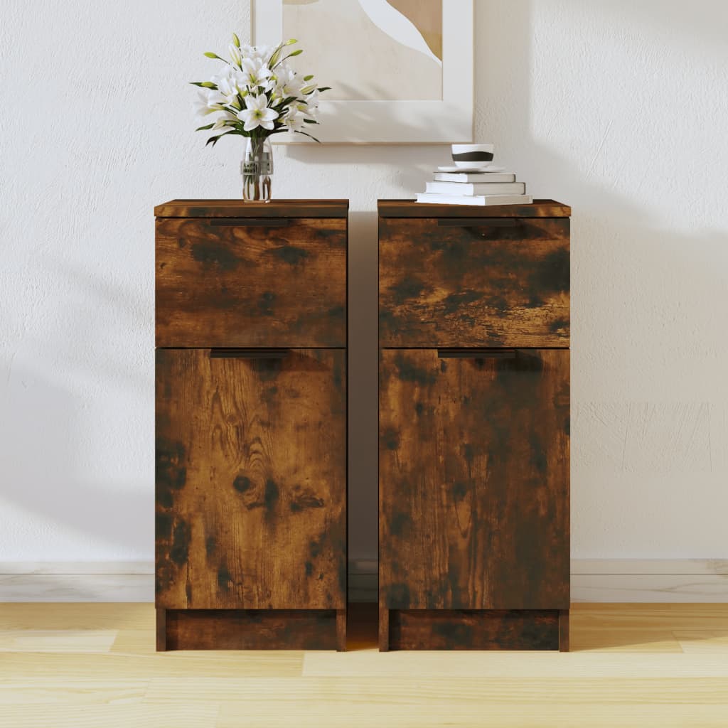 Dressoirs 2 st 30x30x70 cm bewerkt hout gerookt eikenkleurig is nu te koop bij PeponiXL, paradijselijk wonen!