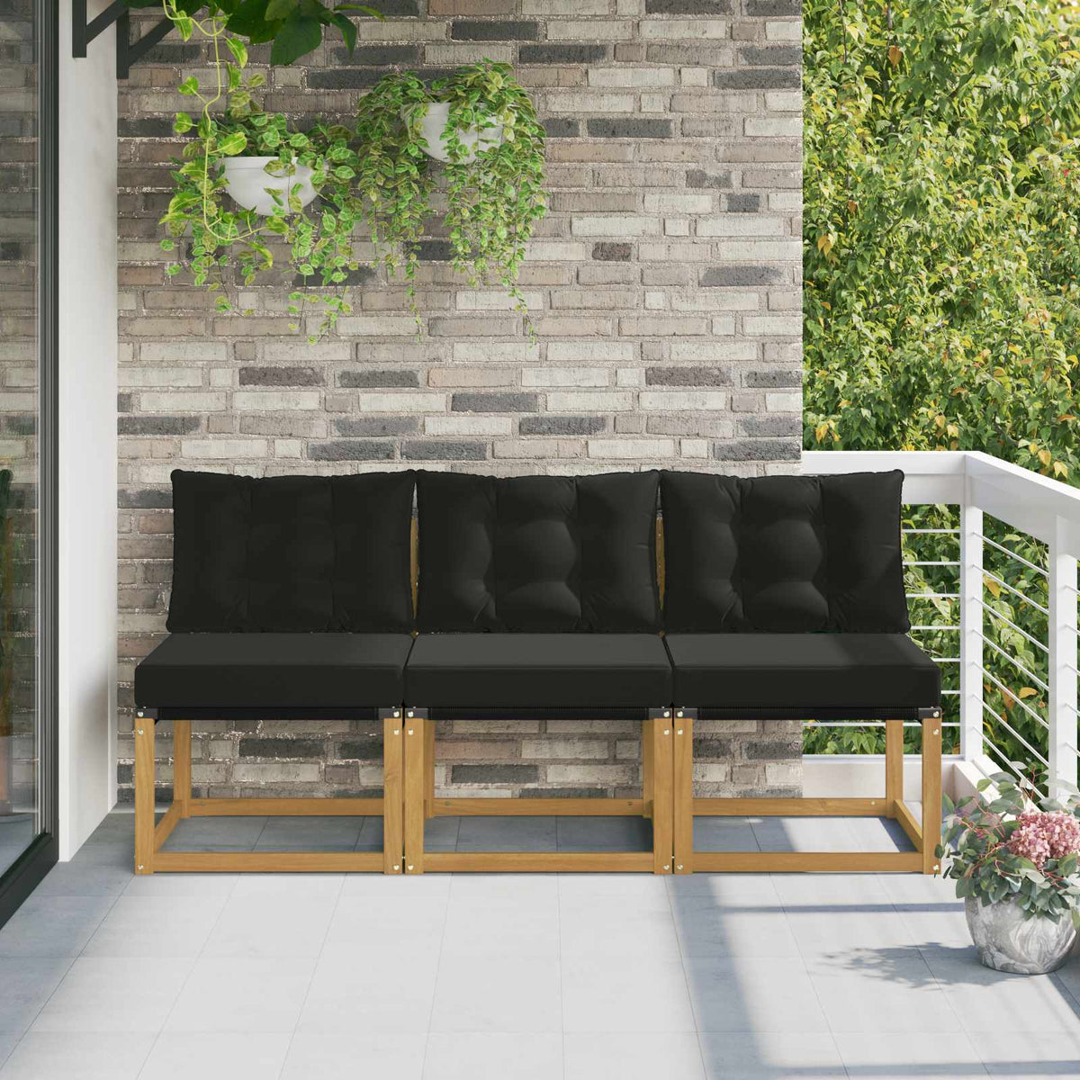 3 Stuk Buiten Midden Sofa Massief acaciahout en Textilene Stof is nu te koop bij PeponiXL, paradijselijk wonen!