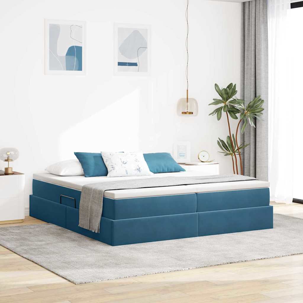 Opbergbed met matras Donkerblauw 180 x 200 cm Fluweel is nu te koop bij PeponiXL, paradijselijk wonen!