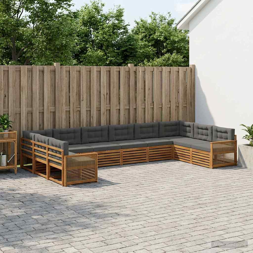 Sofa-Sets met kussen 10 pcs Massief Acaciahout is nu te koop bij PeponiXL, paradijselijk wonen!