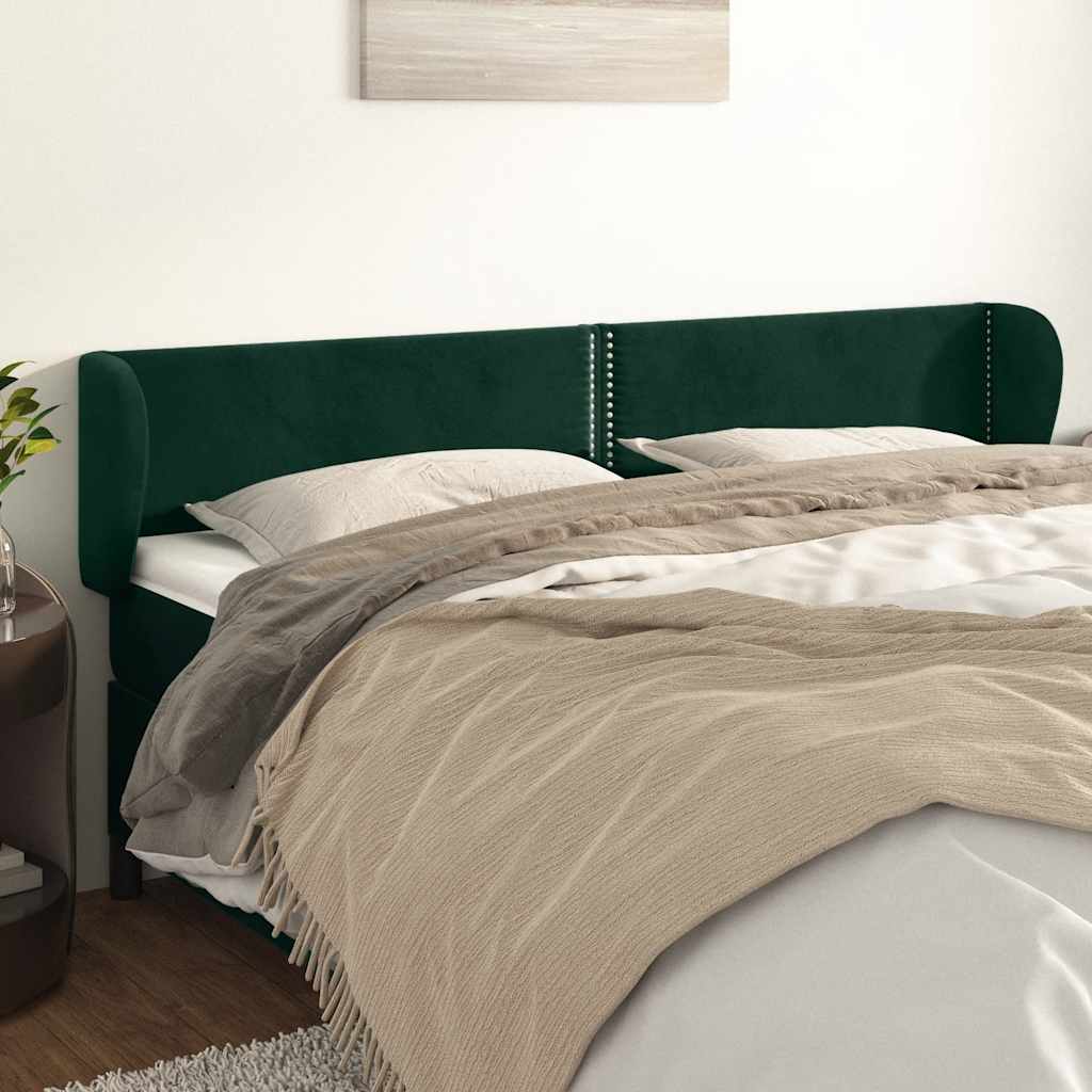 Hoofdbord met randen 203x23x78/88 cm fluweel donkergroen is nu te koop bij PeponiXL, paradijselijk wonen!