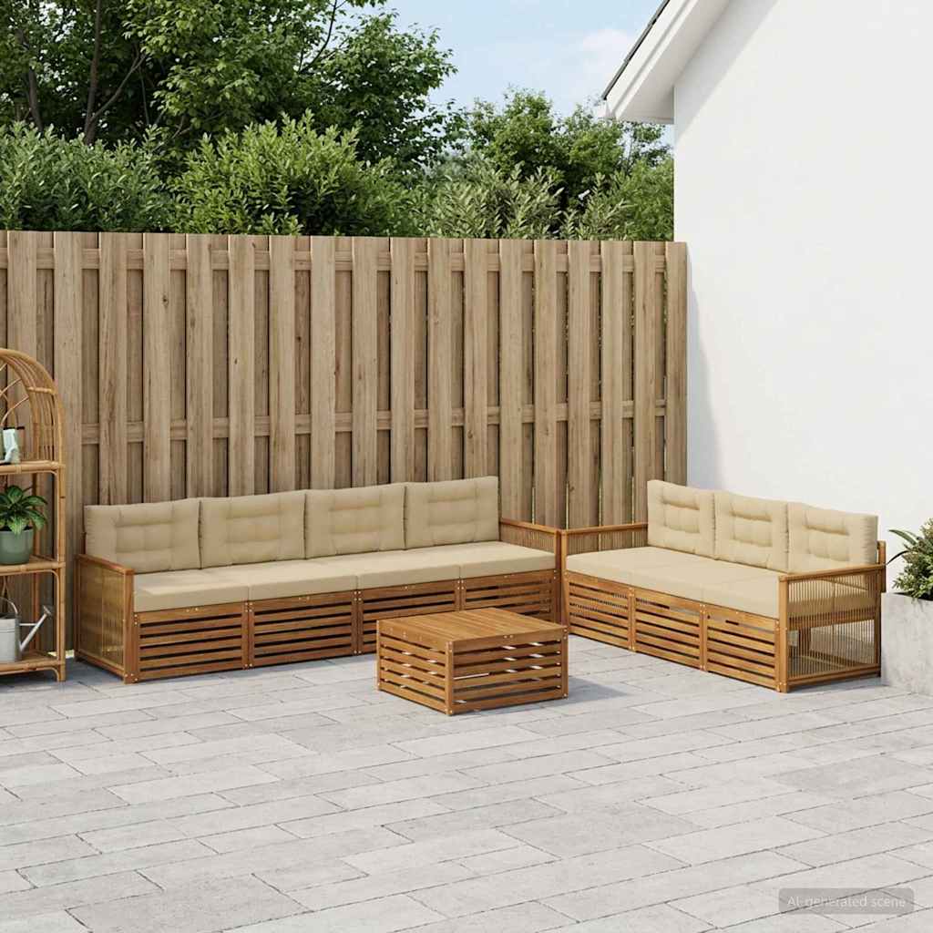 Buiten bankenset met kussen 8 pcs Natuurlijk en Beige is nu te koop bij PeponiXL, paradijselijk wonen!