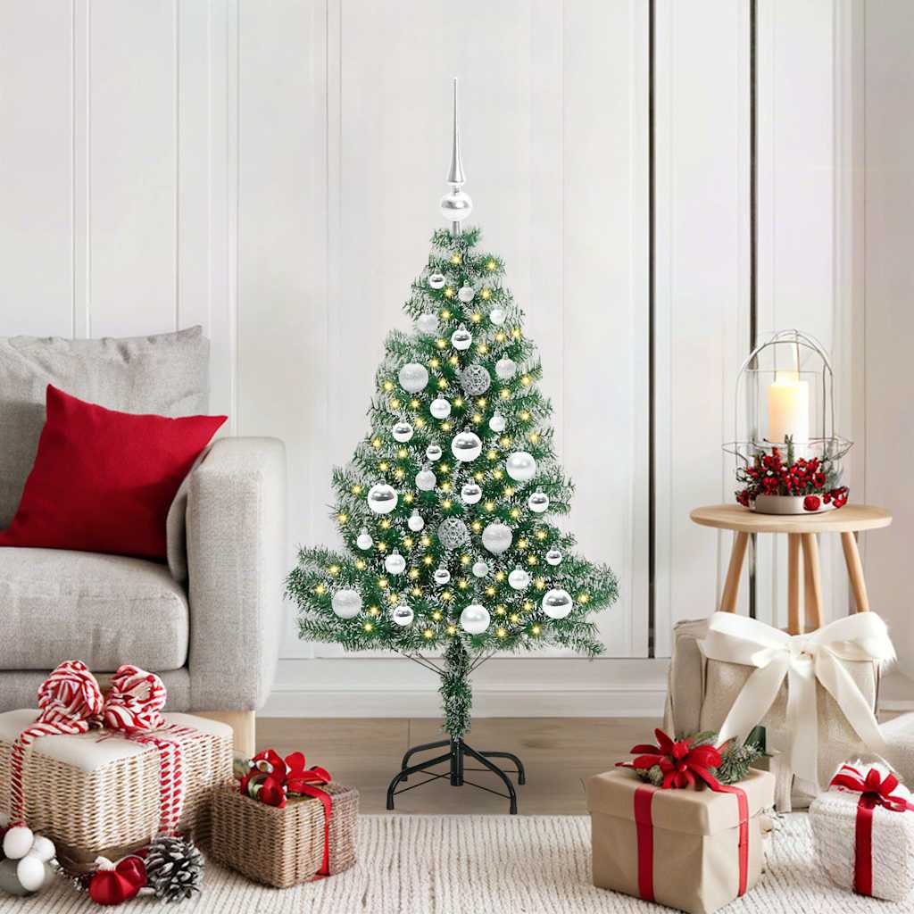 Kunstmatige Kerstboom Sneeuw Gevlochten met LED Licht 120 cm is nu te koop bij PeponiXL, paradijselijk wonen!
