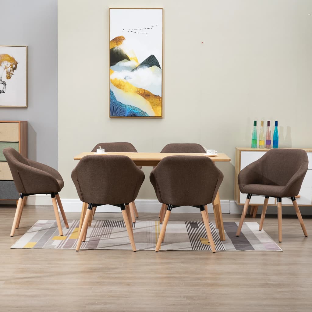 Eetkamerstoelen 6 st stof bruin is nu te koop bij PeponiXL, paradijselijk wonen!