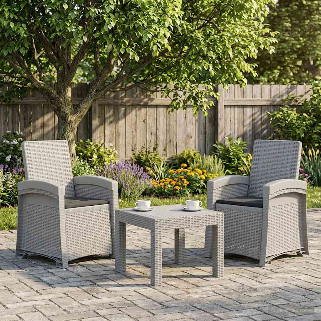 Ligstoel in rietenlook 2 pcs Wit en antracietkleurig PP is nu te koop bij PeponiXL, paradijselijk wonen!