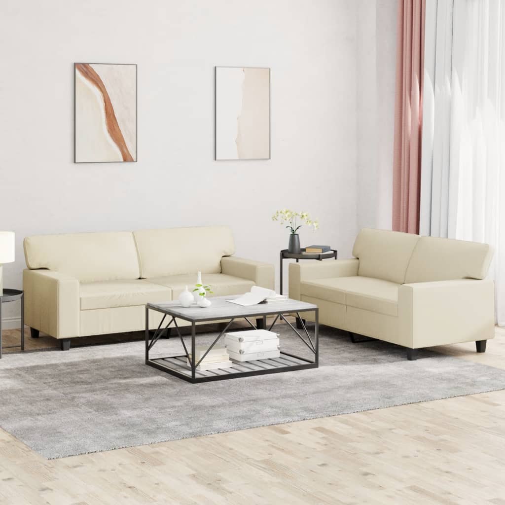 2-delige Loungeset kunstleer crèmekleurig is nu te koop bij PeponiXL, paradijselijk wonen!