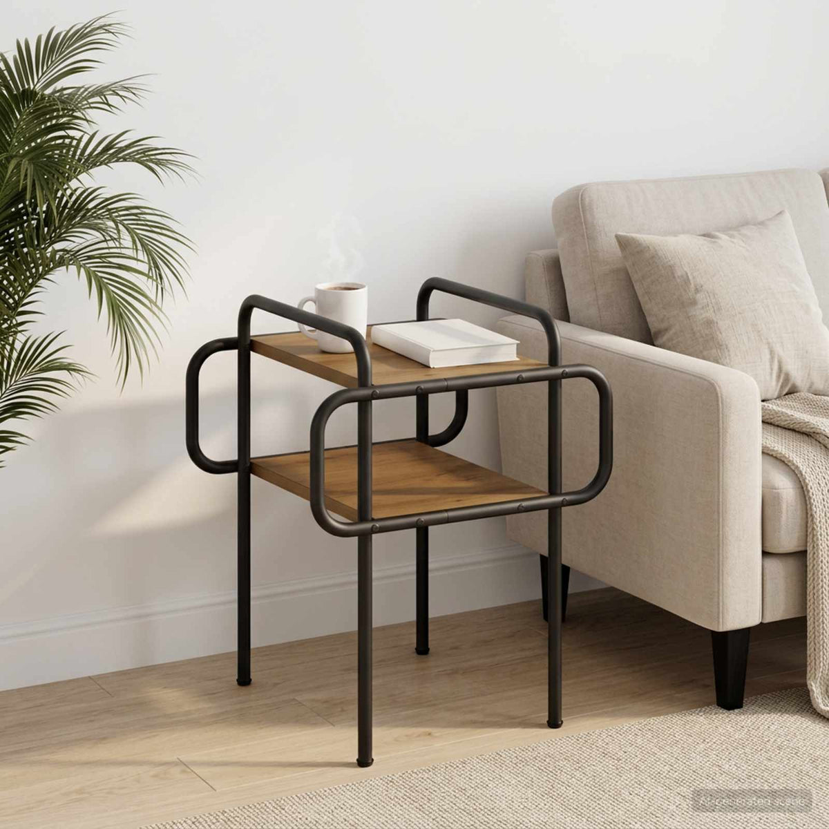 Salontafel Artisanaal eiken 40 x 40 x 51 cm Bewerkt hout is nu te koop bij PeponiXL, paradijselijk wonen!