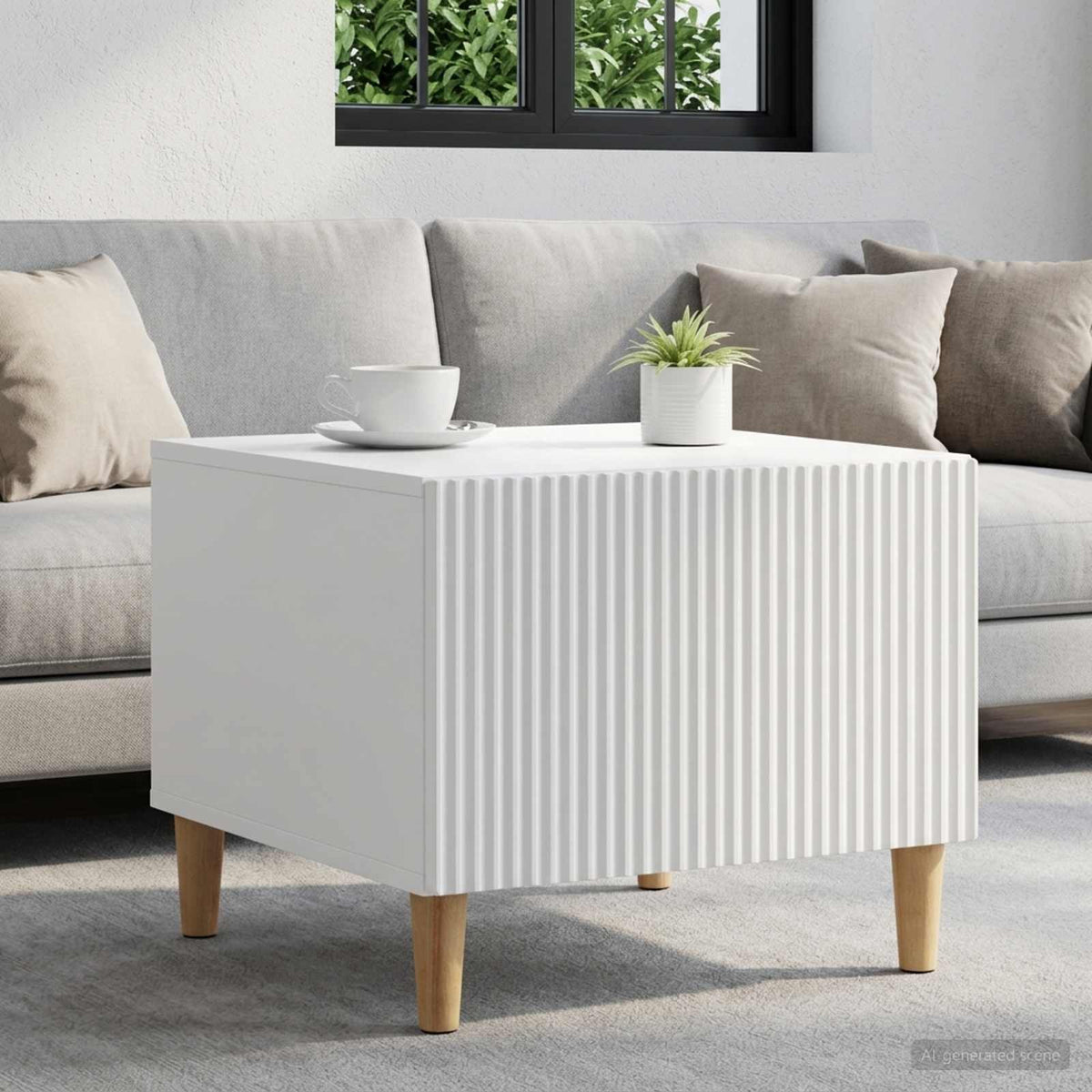 Salontafel met lade Wit 49 x 50 x 40 cm Bewerkt hout is nu te koop bij PeponiXL, paradijselijk wonen!