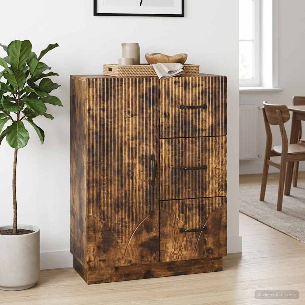 Dressoir met lade Gerookt eiken 66 x 34,5 x 87 cm Bewerkt hout is nu te koop bij PeponiXL, paradijselijk wonen!