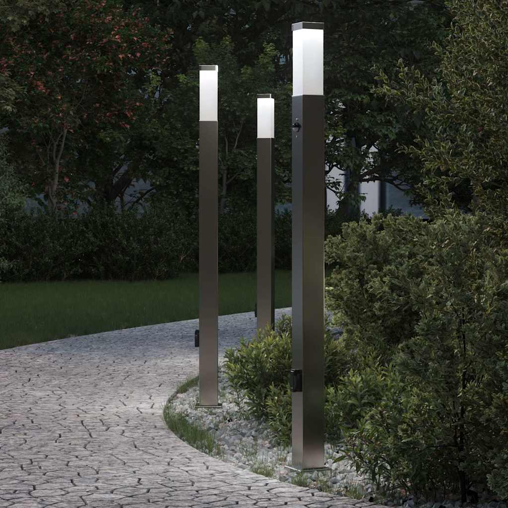 Bolderverlichting met sensor en stopcontact 3 stuks 110 cm roestvrij staal IP44 is nu te koop bij PeponiXL, paradijselijk wonen!