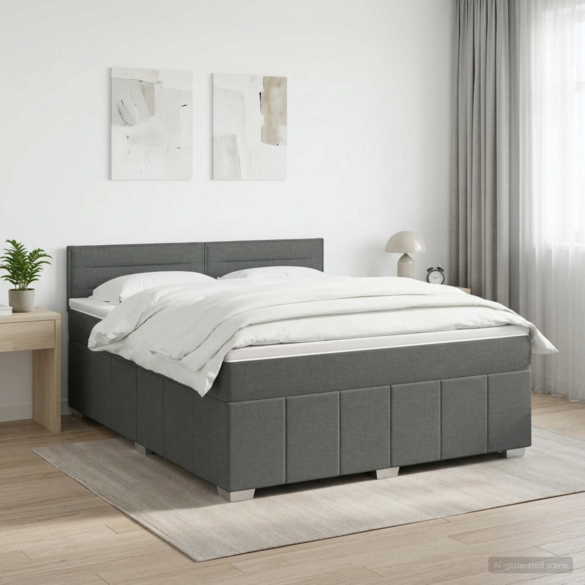Boxspringbed met matras Donkergrijs 140 x 190 cm Stof is nu te koop bij PeponiXL, paradijselijk wonen!