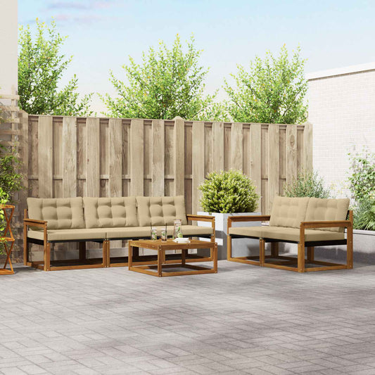 Buiten bankenset met kussen 6 pcs Natuurlijk en Beige is nu te koop bij PeponiXL, paradijselijk wonen!